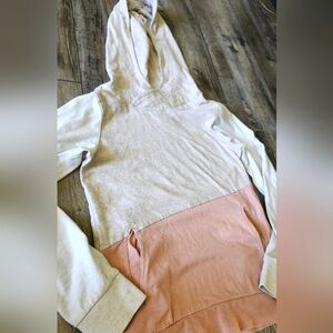 BKE Colorblock Hoodie Sweatshirt Size Small Blush & Oatmeal Pullover